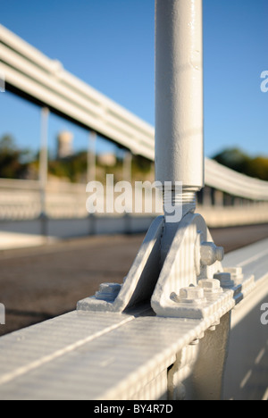 A support holding up the roadway of Bristol`s famous Clifton suspension bridge on a fine sunny day. Stock Photo